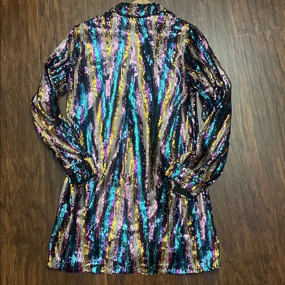 Meghan Fabulous MARTINI DRESS - RAINBOW GLITTER sequin Shirt Dress Size medium - Picture 6 of 16